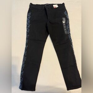 Express Women’s Black Jeans with Bluish Beaded Embroidery
